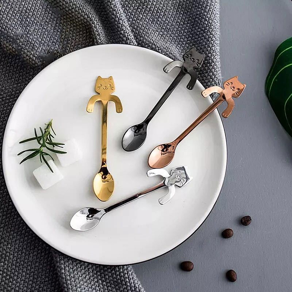 Katzen Kaffeelöffel 4er-Set, Geschenke Frauen, Geschenke Freundin, Geschenk Schwester, Witzige Geschenke, Geschenk, Geschenkidee