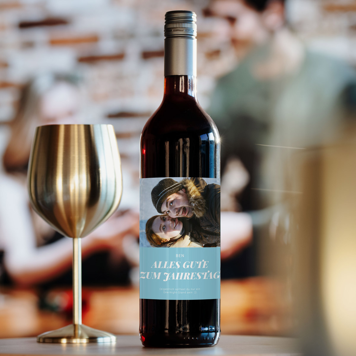 Personalisierbarer Rotwein mit Foto und Text