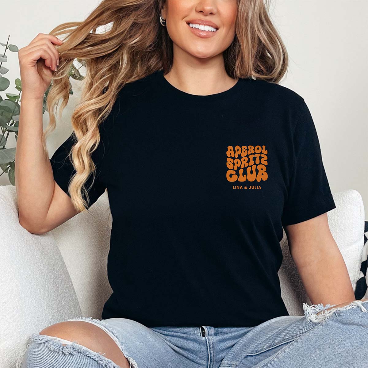 Personalisierbares Aperol Spritz Club T-Shirt, Geburtstagsgeschenk, Geschenke Frauen, Geschenke Freundin, Geschenk Schwester, Witzige Geschenke, Kleine Geschenke, Geschenk, Geschenkidee