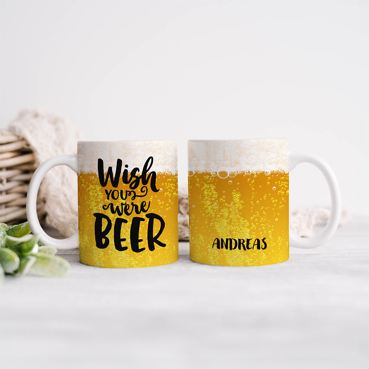 Personalisierbare Tasse Wish you were Beer, Vatertagsgeschenk, Geschenk Papa, Geburtstagsgeschenk, Geschenk Männer, Geschenk Freund, Geschenk Bruder, Witzige Geschenke, Romantische Geschenke, Hochzeitsgeschenk, Kleine Geschenke, Geschenk, Geschenkidee