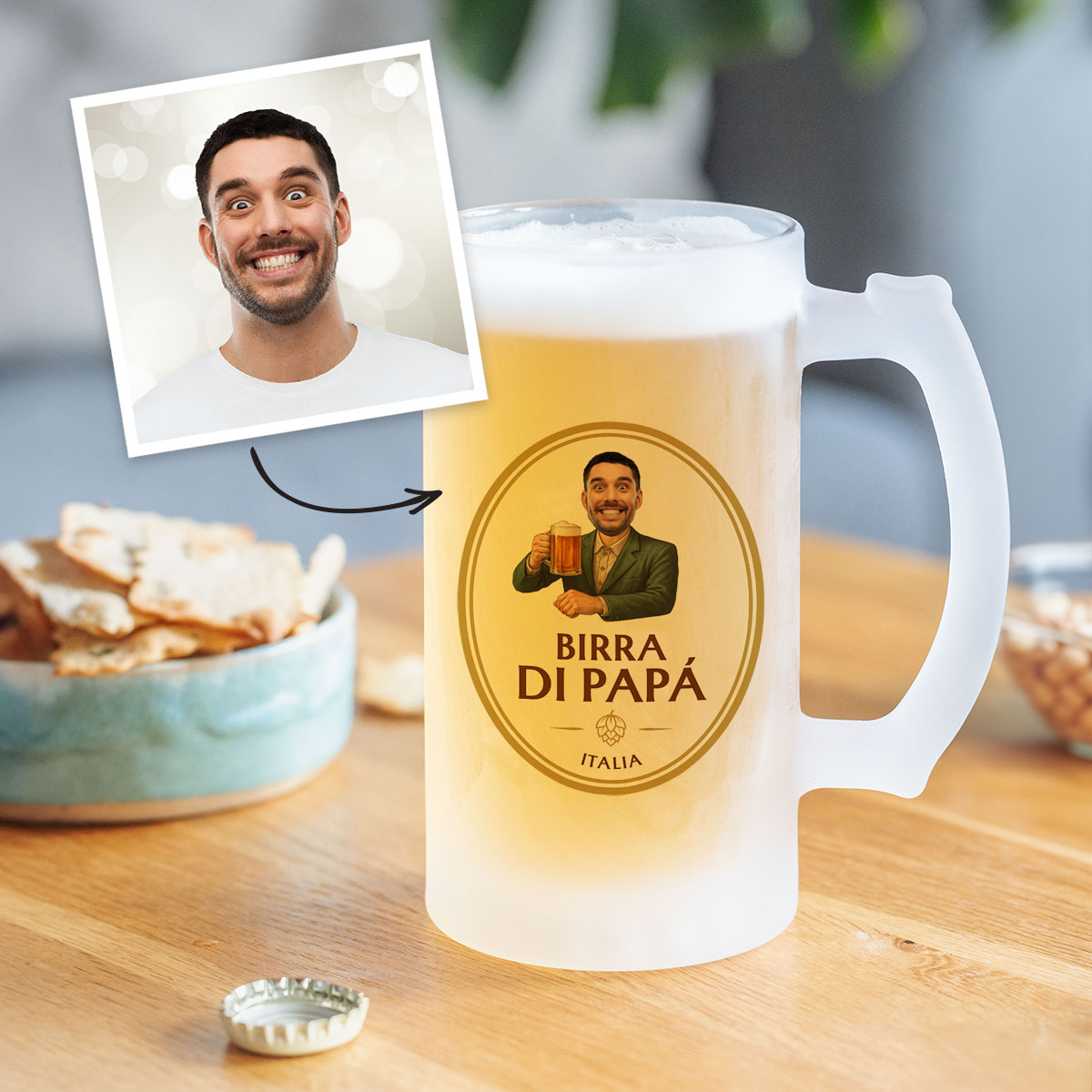 Personalisierbarer Bierkrug mit Gesicht und Logo, Weihnachtsgeschenk, Fotogeschenk, Witzige Geschenke, Romantische Geschenke, Hochzeitsgeschenk, Kleine Geschenke, Geschenk, Geschenkidee