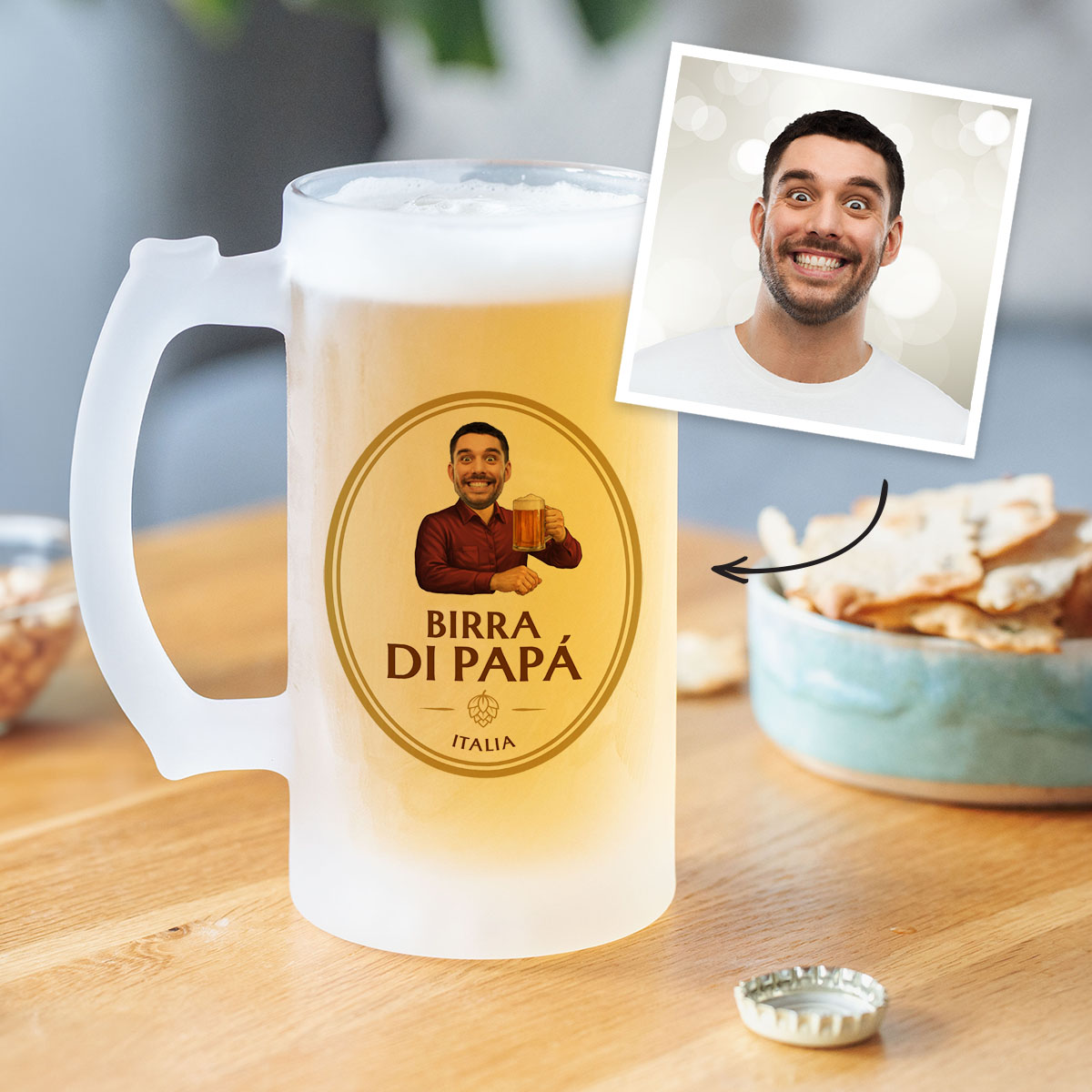 Personalisierbarer Bierkrug mit Logo und Gesicht, Fotogeschenk, Geschenk Männer, Geschenk Freund, Geschenk Bruder, Geschenk Papa, Witzige Geschenke, Romantische Geschenke, Hochzeitsgeschenk, Kleine Geschenke, Geschenk, Geschenkidee