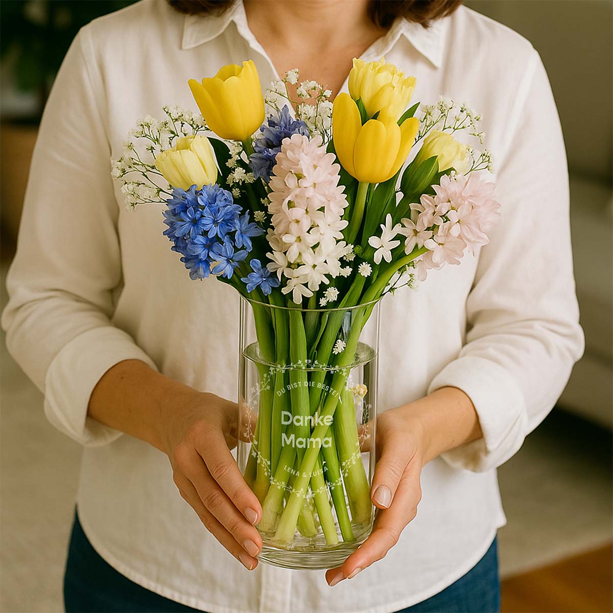 Personalisierte Vase mit Text und Kranz, Romantische Geschenke, Hochzeitsgeschenk, Kleine Geschenke, Geschenk, Geschenkidee
