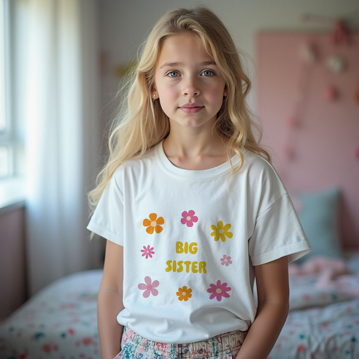 Personalisierbares Kinder T-Shirt mit Blumen und Text, Kleine Geschenke, Geschenk, Geschenkidee