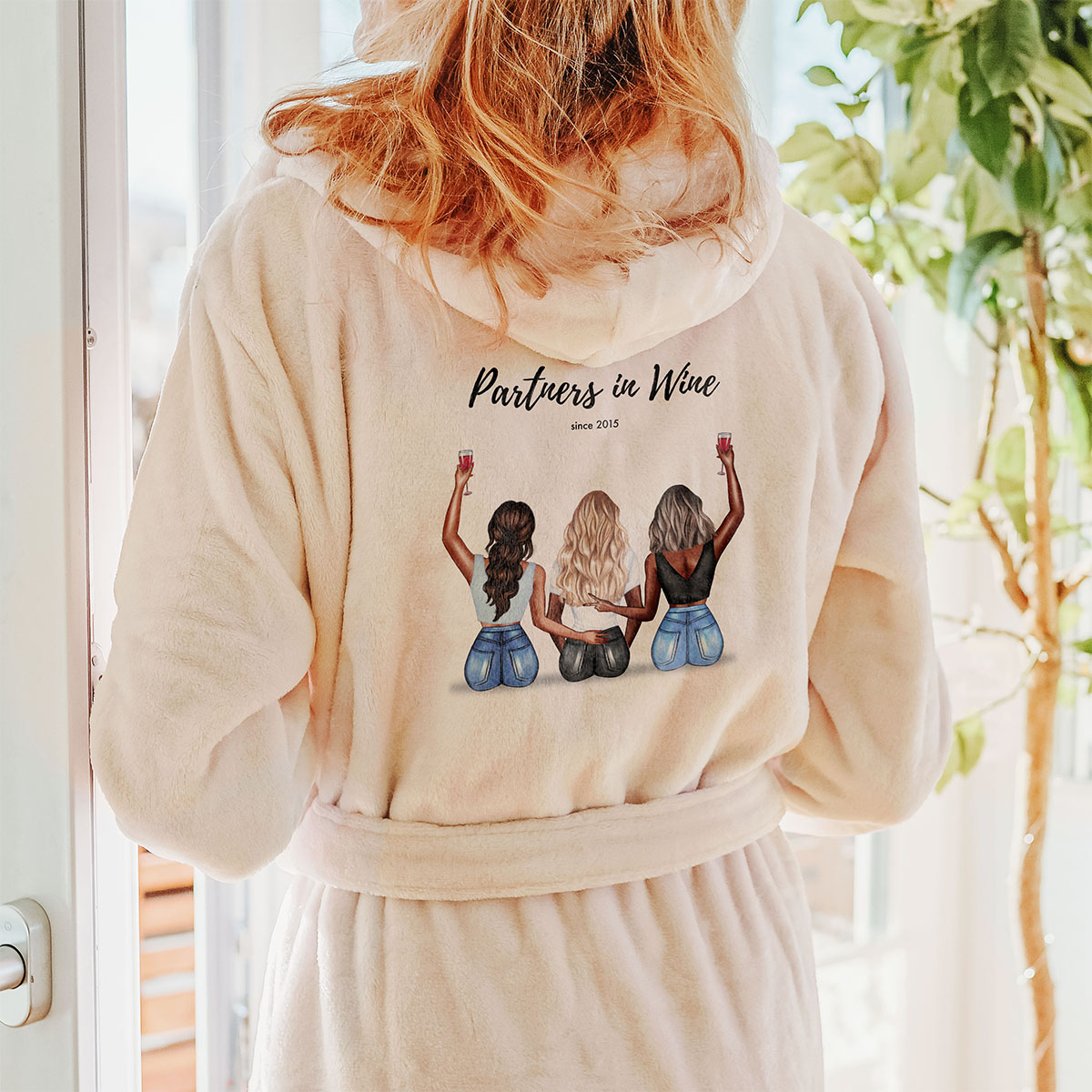 Personalisierbare Bademantel-Illustration Freundinnen mit Text, Geschenke Frauen, Geschenke Freundin, Geschenk Schwester, Witzige Geschenke, Kleine Geschenke, Geschenk, Geschenkidee