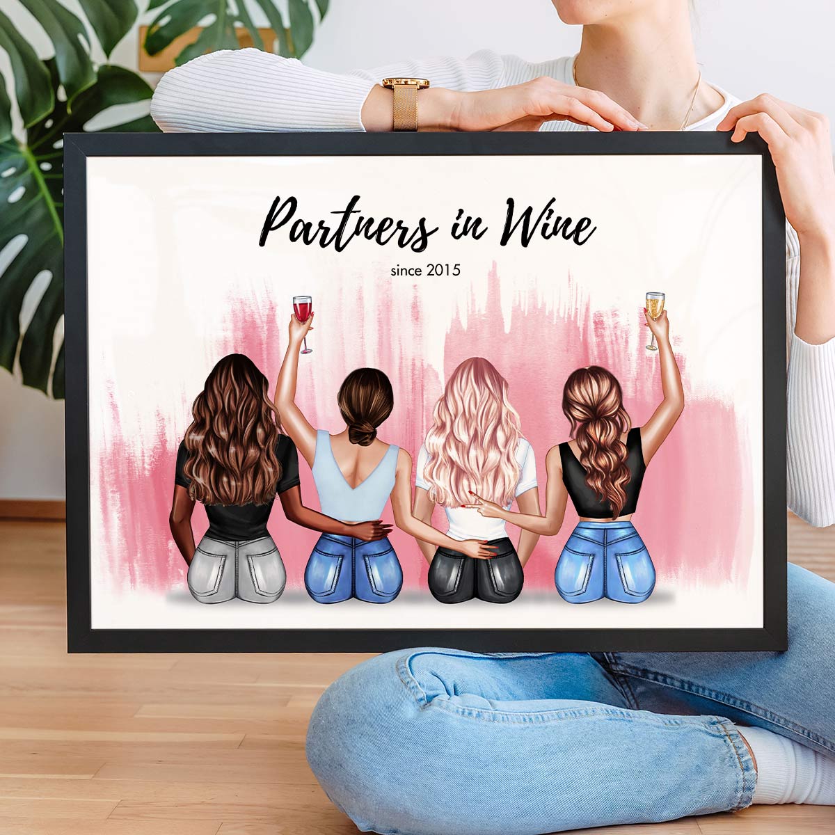 Personalisierbare Poster-Illustration Freundinnen mit Text, Geschenke Frauen, Geschenke Freundin, Geschenk Schwester, Romantische Geschenke, Hochzeitsgeschenk, Kleine Geschenke, Geschenk, Geschenkidee