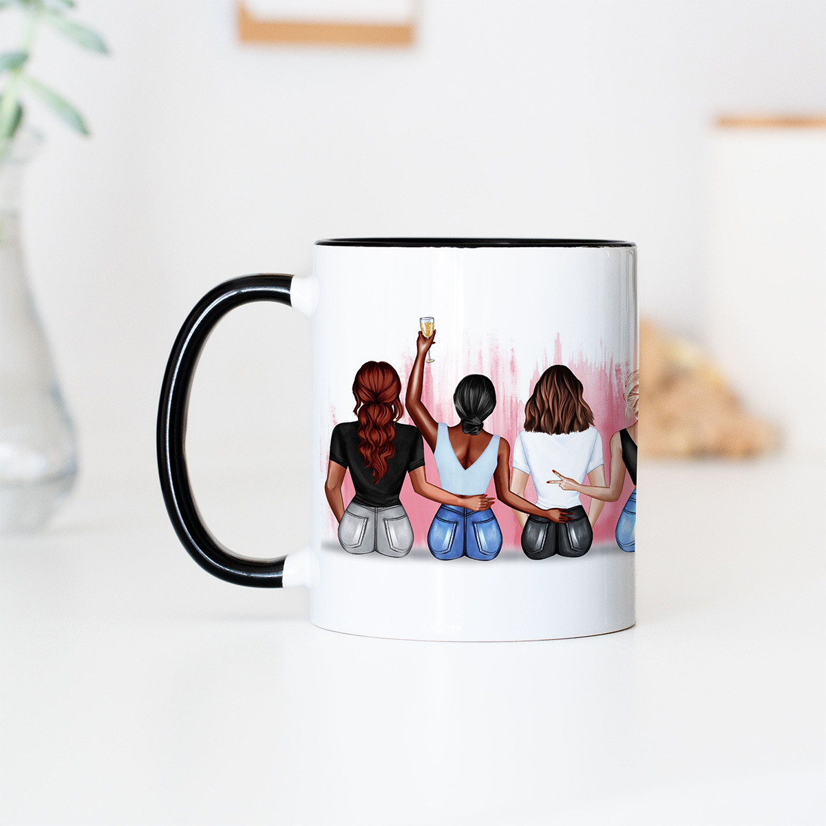 Personalisierbare Tassen-Illustration Freundinnen mit Text, Geschenke Frauen, Geschenke Freundin, Geschenk Schwester, Witzige Geschenke, Kleine Geschenke, Geschenk, Geschenkidee