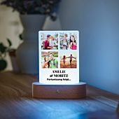 Personalisierbare LED-Lampe mit 4 Fotos und Text