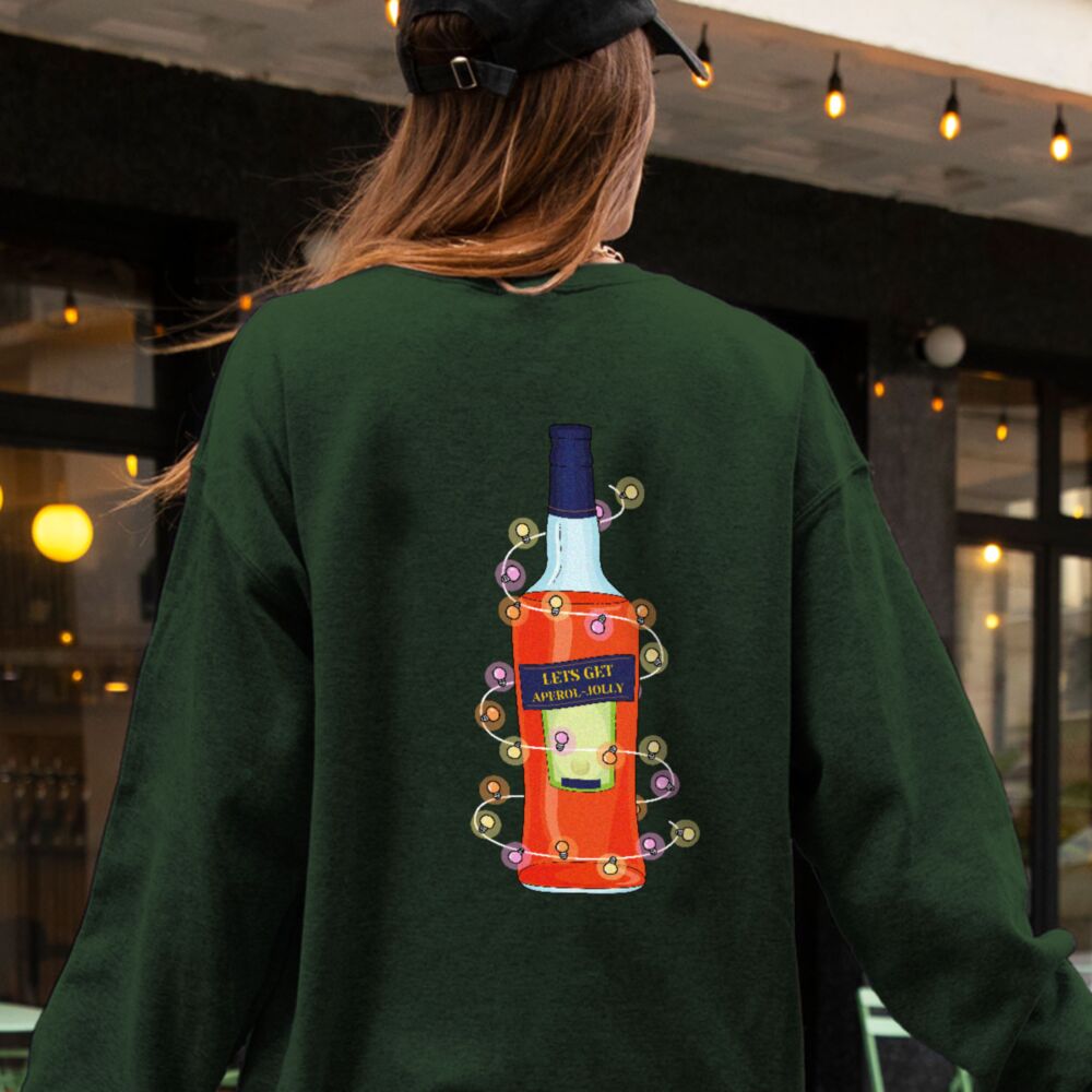 Personalisierbarer Weihnachtspullover mit Aperolflasche