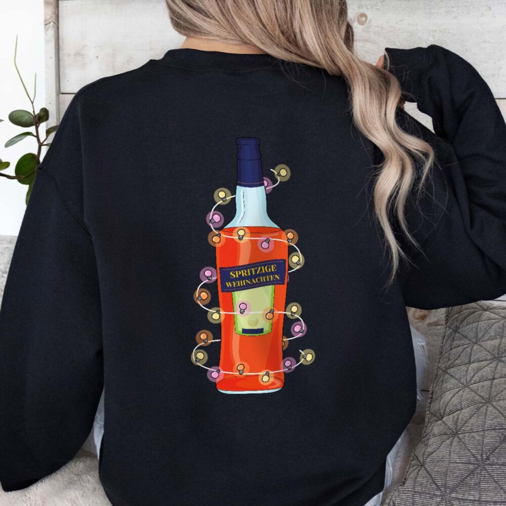 Personalisierbarer Weihnachtspullover mit Aperolflasche