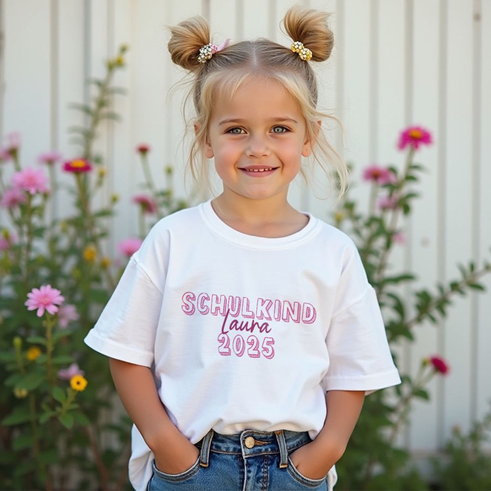 Personalisierbares Kinder T-Shirt Schulkind