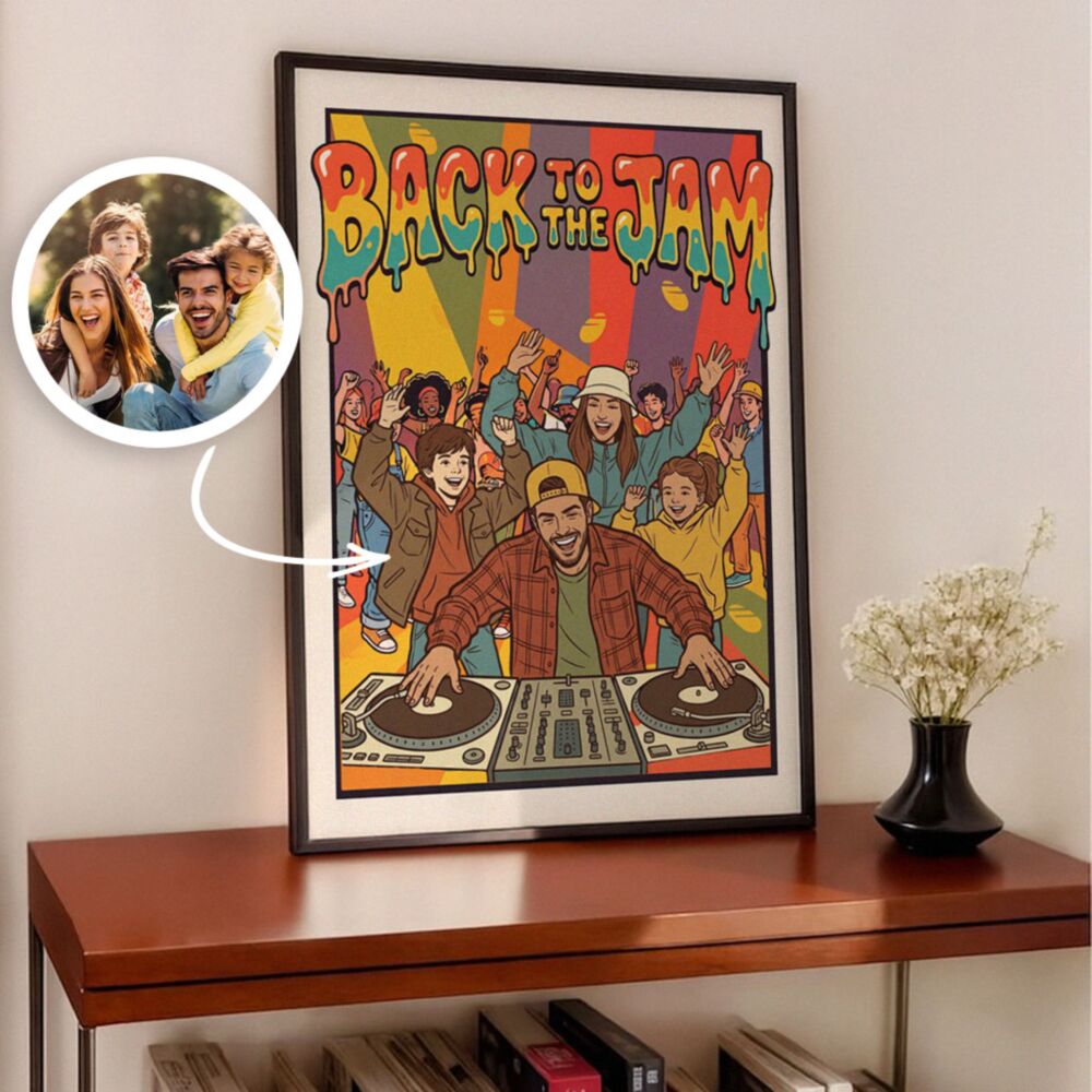 Personalisierbares Poster 90er Party – Du als DJ
