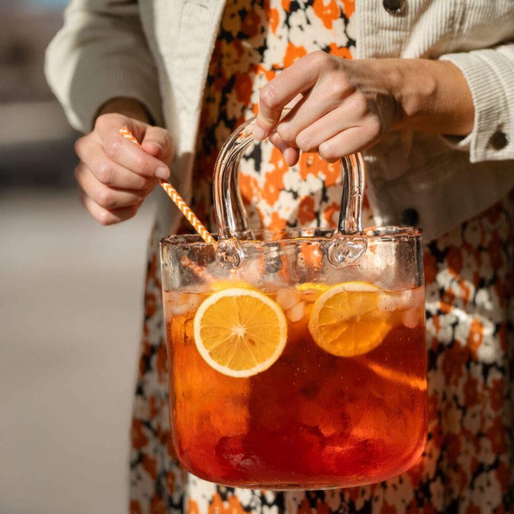 Glas Handtasche