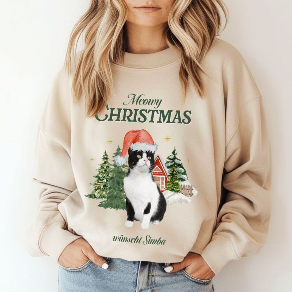 Personalisierbarer Bootleg Weihnachtspullover mit Haustier