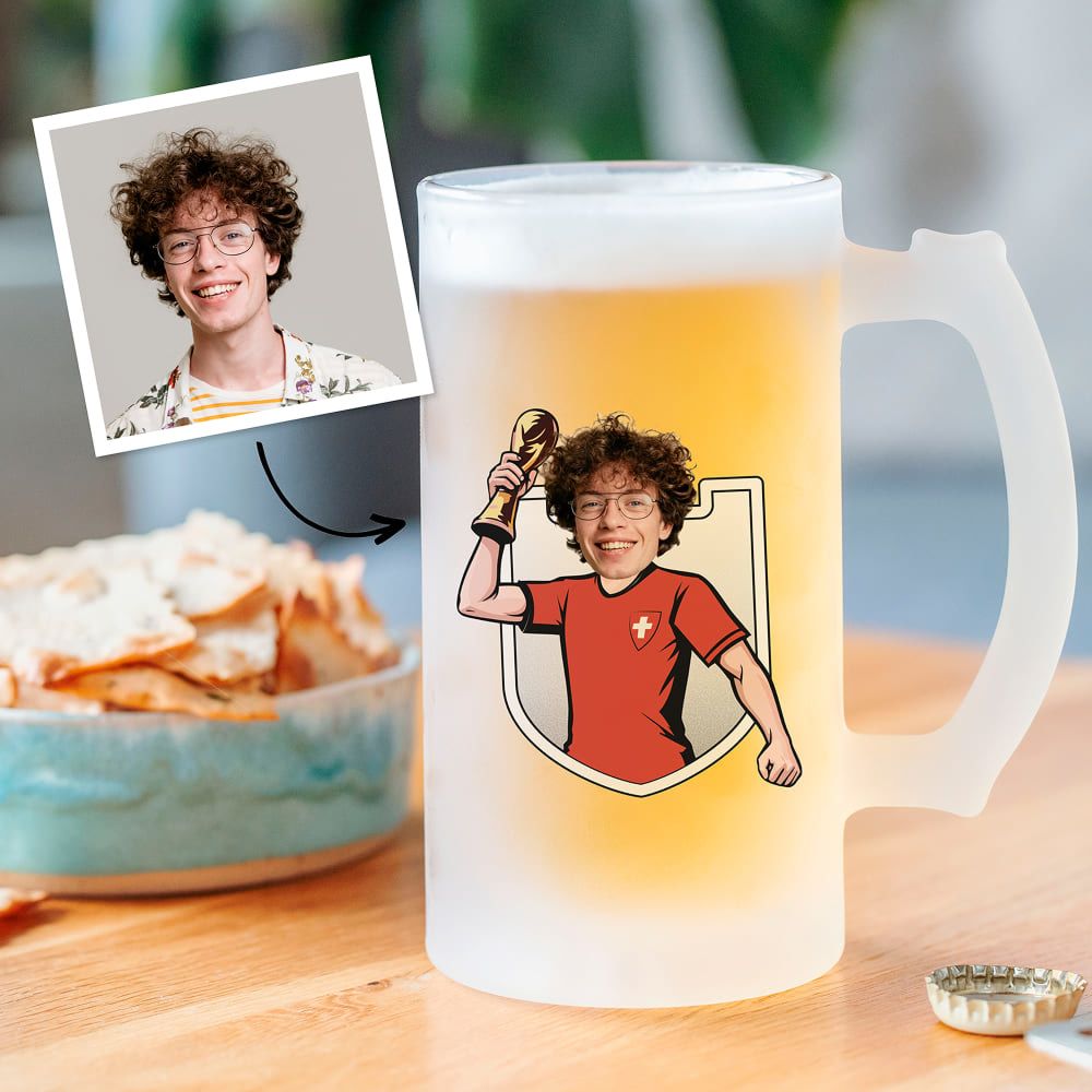 Personalisierbarer WM-Bierkrug mit Foto Personalisierbarer WM-Bierkrug mit Foto