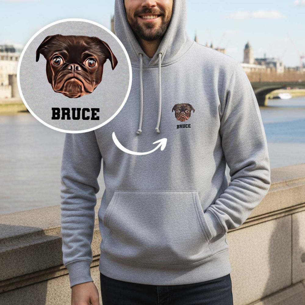 Personalisierbarer Kapuzenpullover mit deinem Haustier als Comic Personalisierbarer Kapuzenpullover mit deinem Haustier als Comic