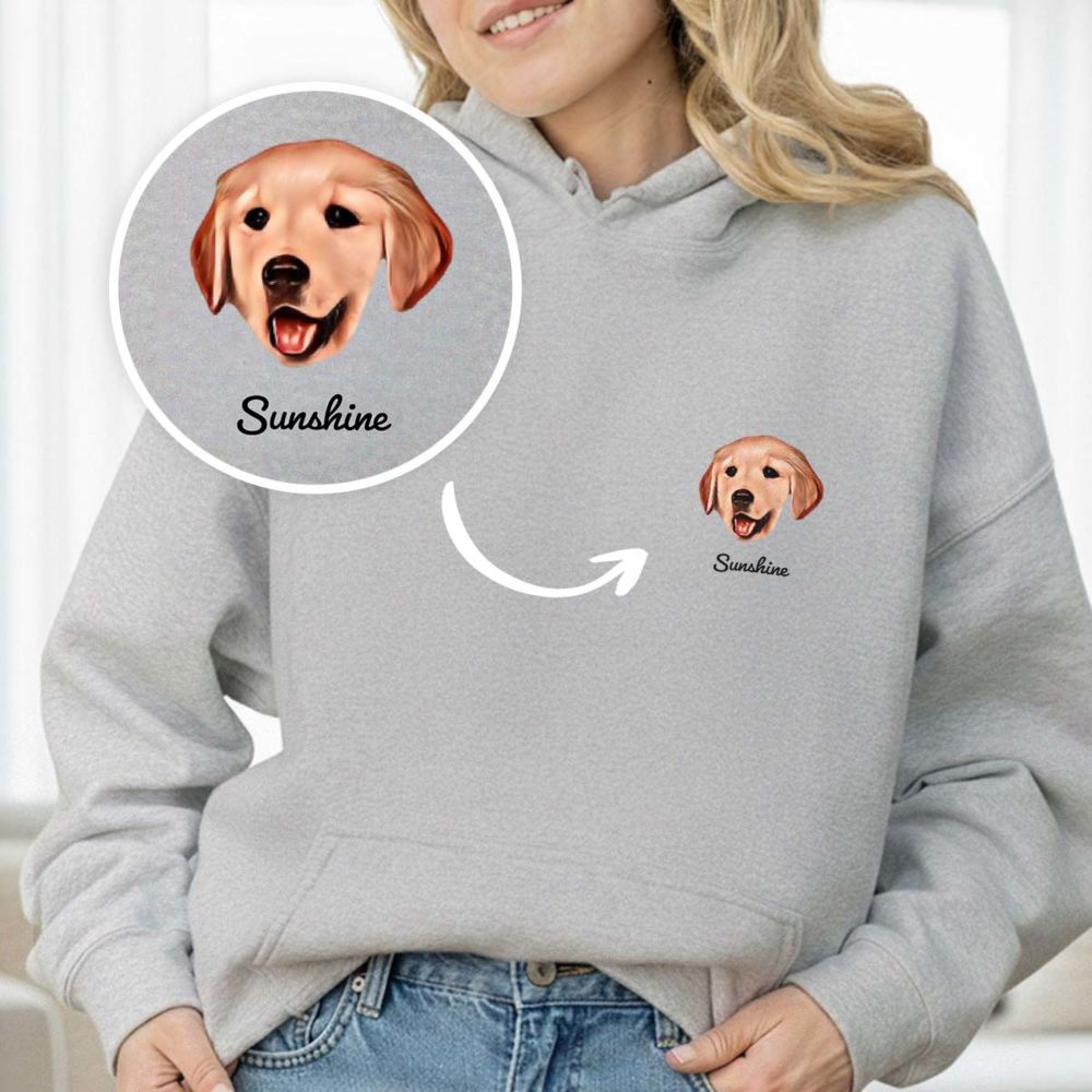 Personalisierbarer Kapuzenpullover mit deinem Haustier als Comic
