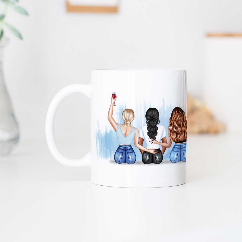 Personalisierbare Tassen-Illustration Freundinnen mit Text