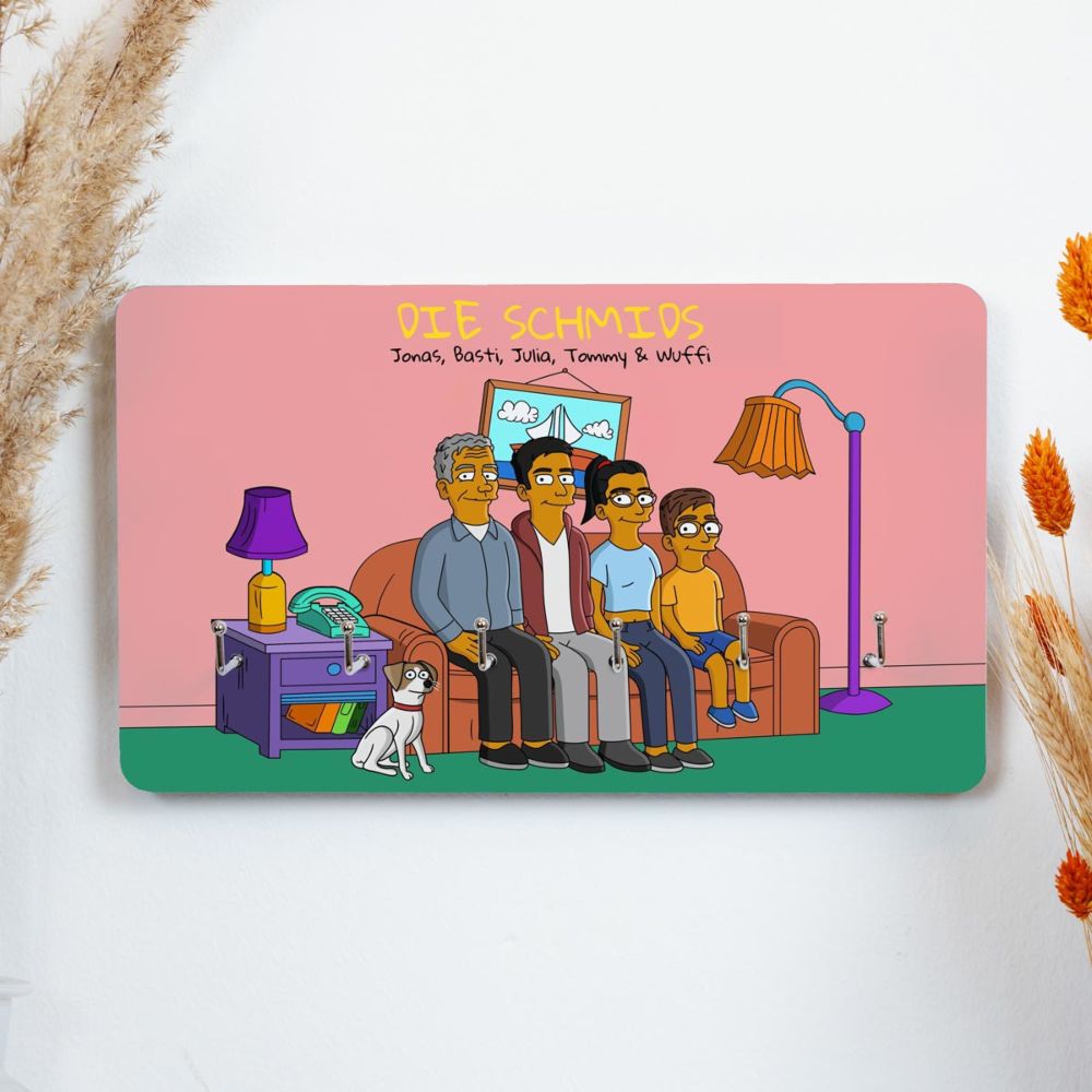 Personalisierbare Schlüsselbrett-Illustration Cartoon Familie