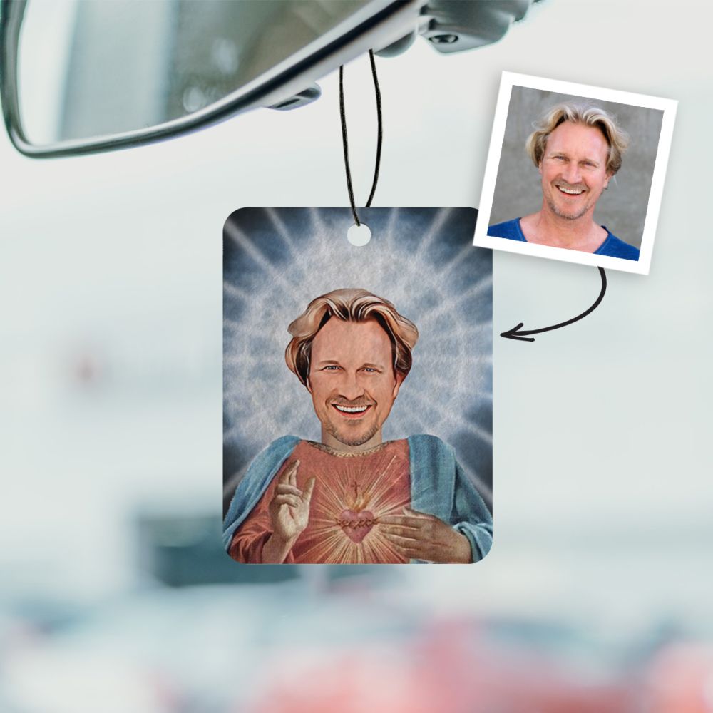 Personalisierbarer Duftbaum 2er Set mit Heiligenschein und Gesicht