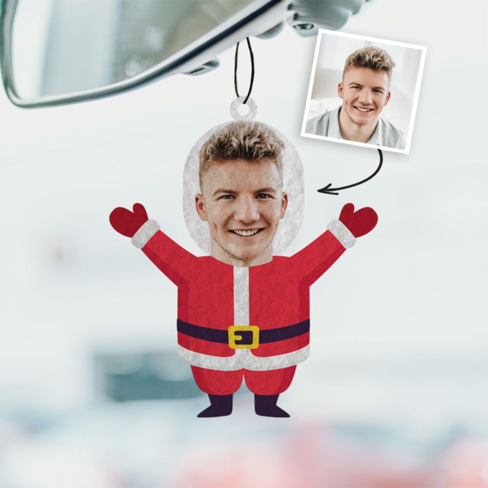 Personalisierbarer Weihnachtsmann Duftbaum 2er Set mit Gesicht
