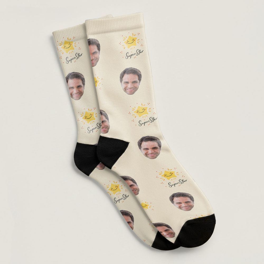 Personalisierbare Socken mit Gesicht und Hintergründen
