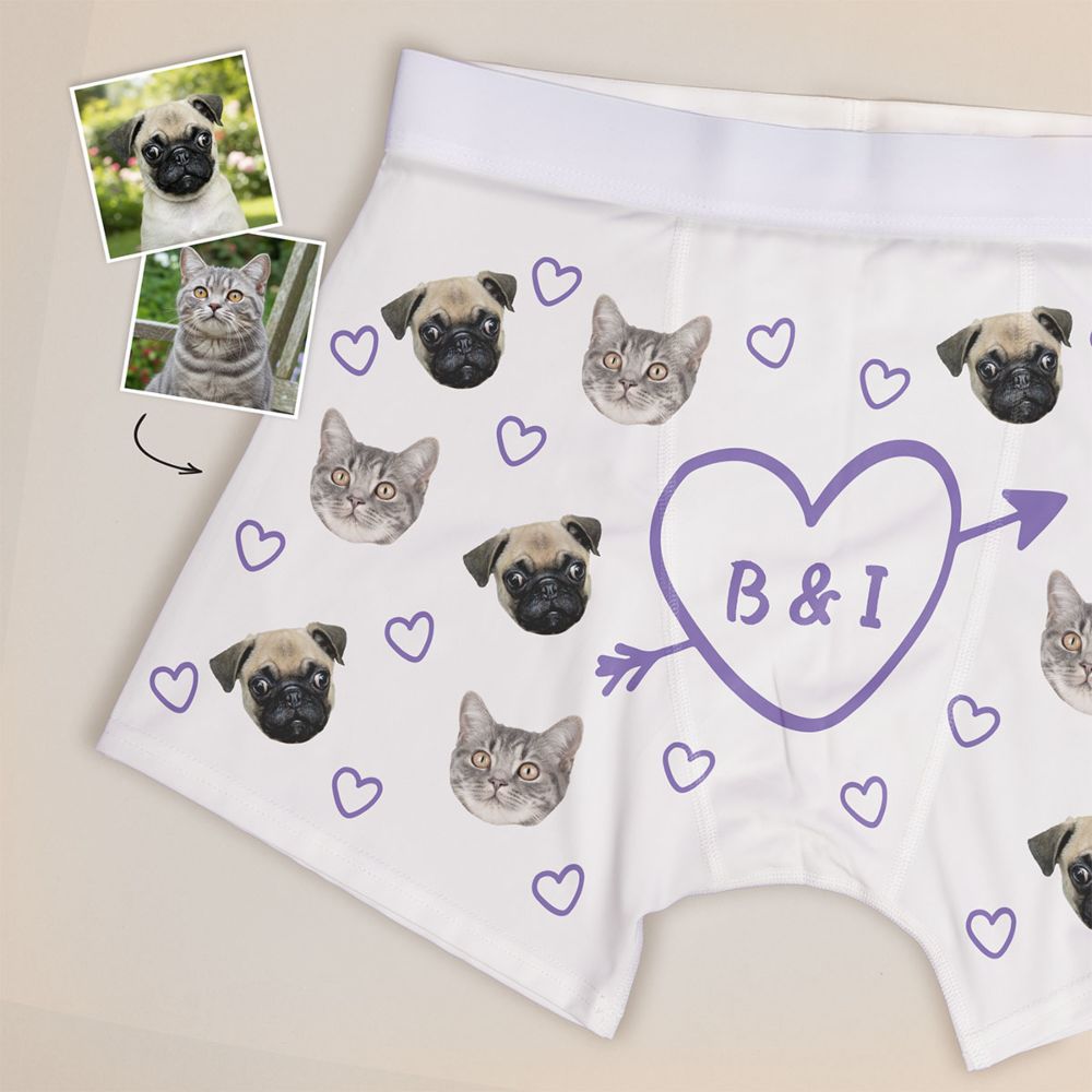 Personalisierbare Boxershorts mit Herz und Initialen