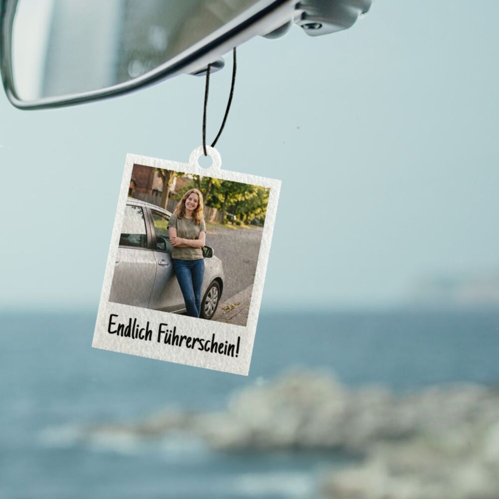 Personalisierbarer Duftbaum zum Führerschein mit Foto