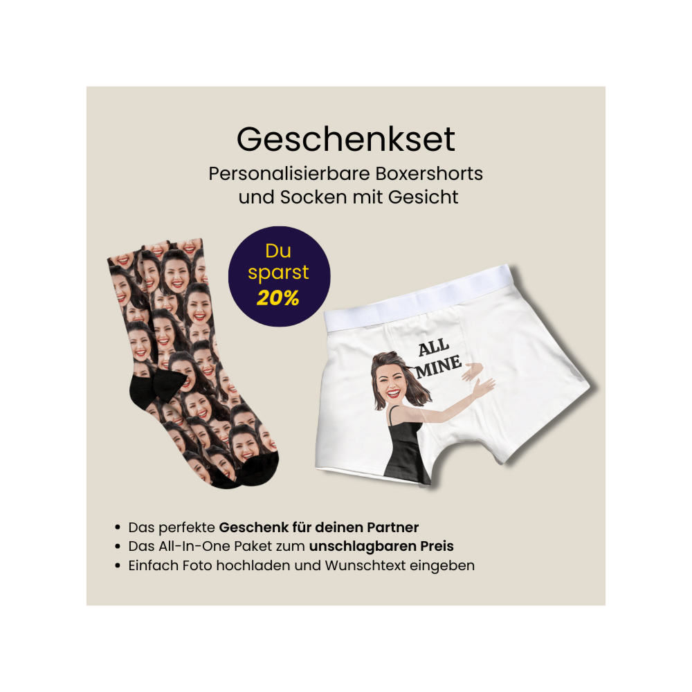 Geschenkset Socken und Boxershorts mit Gesicht