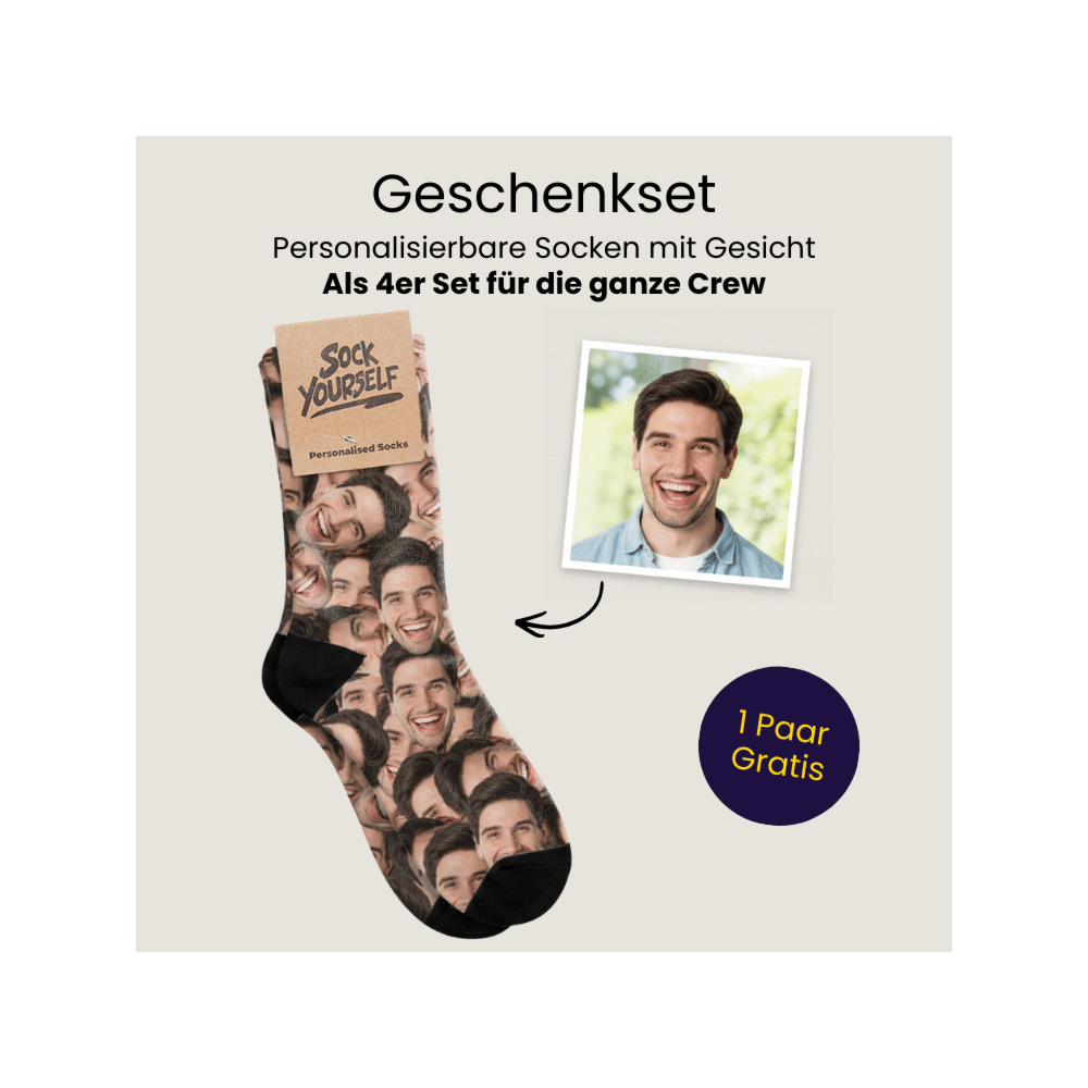 Geschenkset Socken 4er Set mit Gesicht