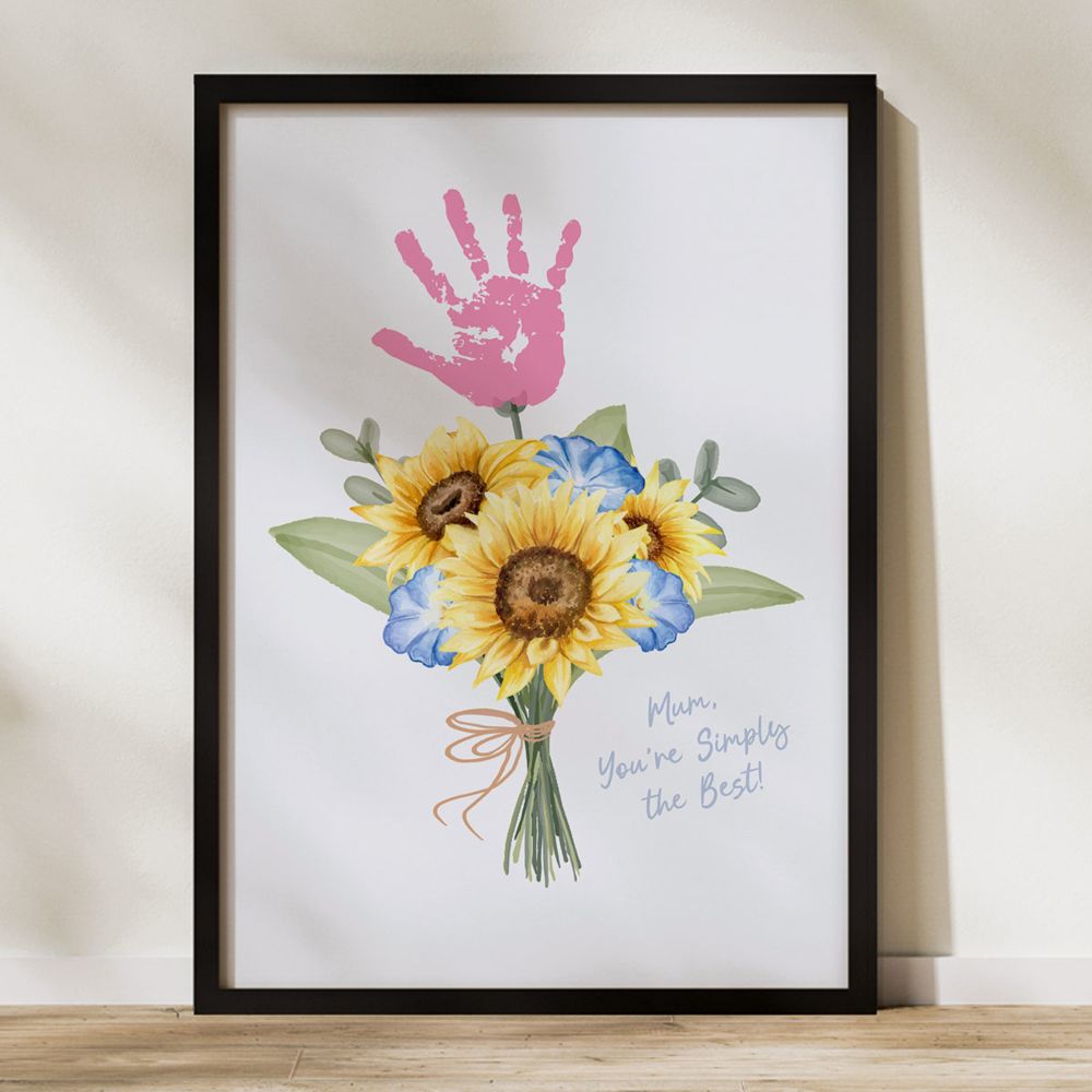 Personalisierbares Poster Blumenstrauß mit Handabdruck