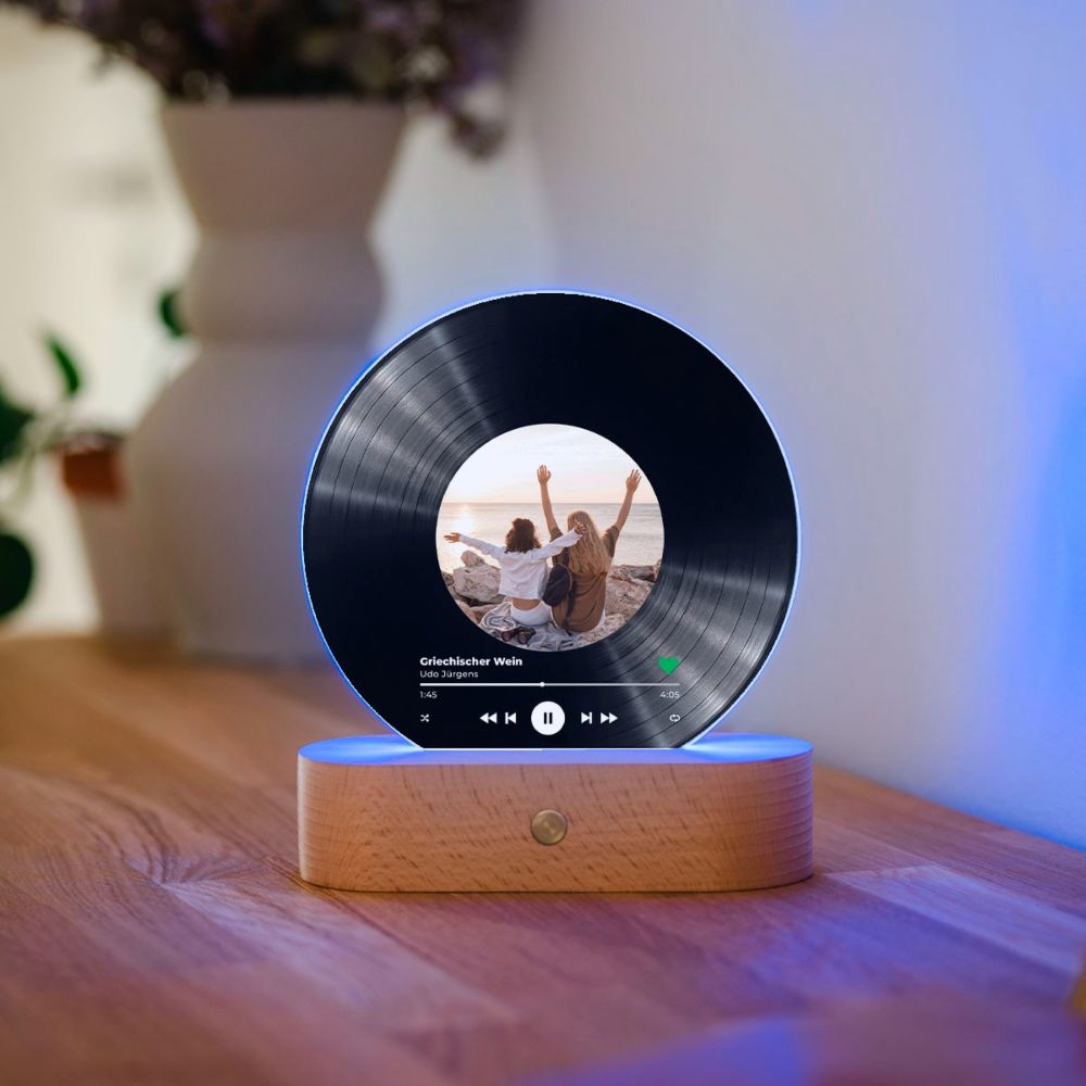 Personalisierbare LED-Lampe Schallplatte