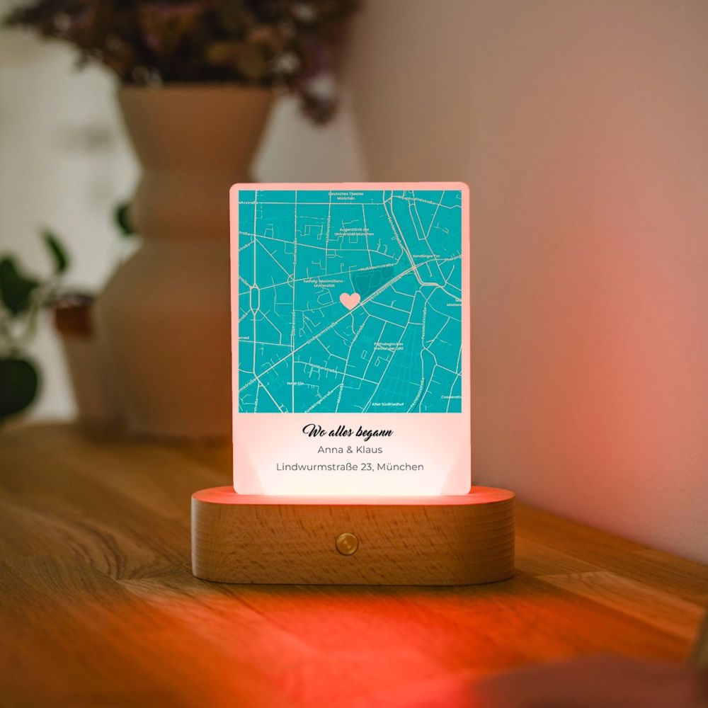 Personalisierbare LED-Lampe Wo Alles Begann