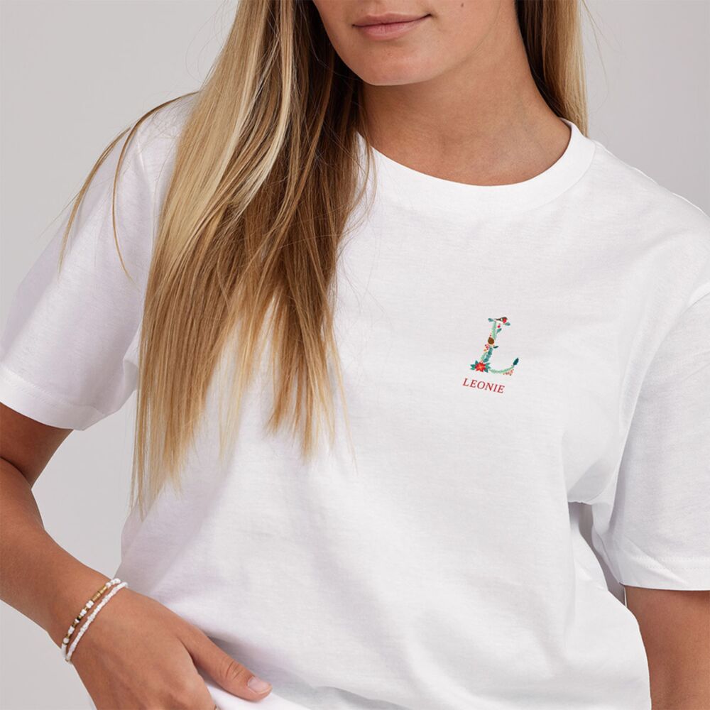 Personalisierbares T-Shirt mit winterlichem Monogramm