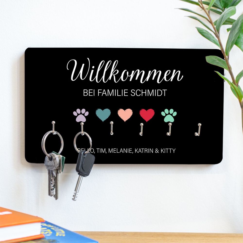 Personalisierbares Schlüsselbrett mit Symbolen und Namen Personalisierbares Schlüsselbrett mit Symbolen und Namen