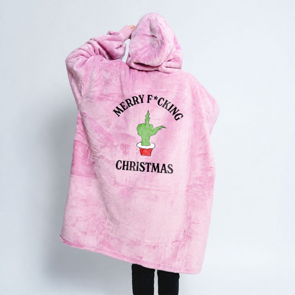 Personalisierbare Weihnachtsmuffel Hoodie Decke