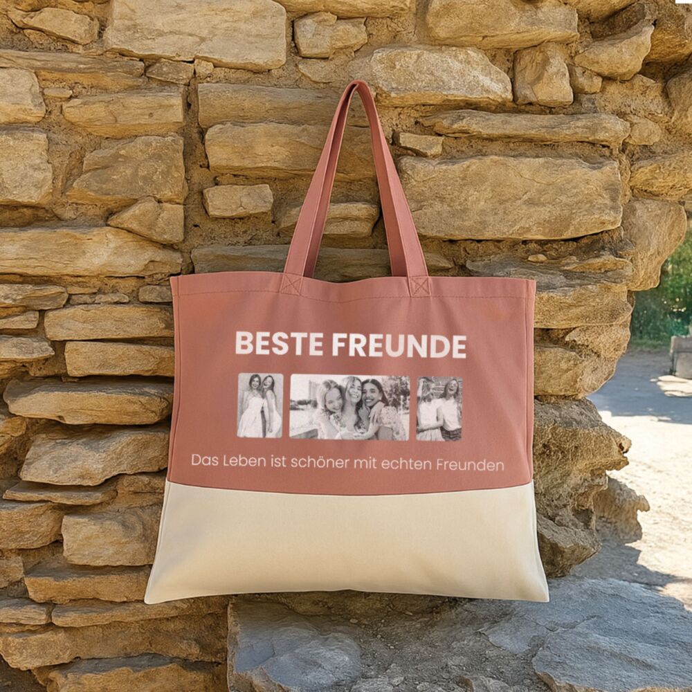 Personalisierbare Tasche mit Text und Fotos