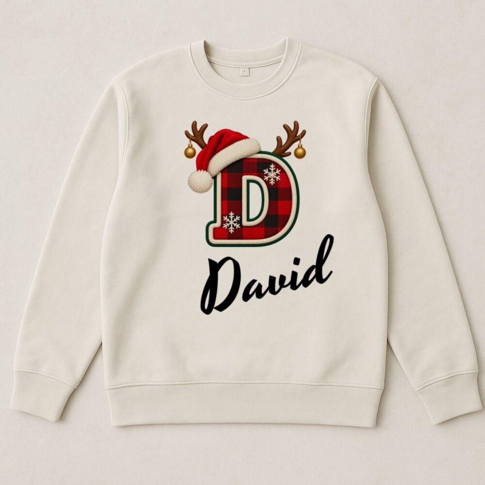 Personalisierbarer Weihnachtspullover mit Monogramm und Name