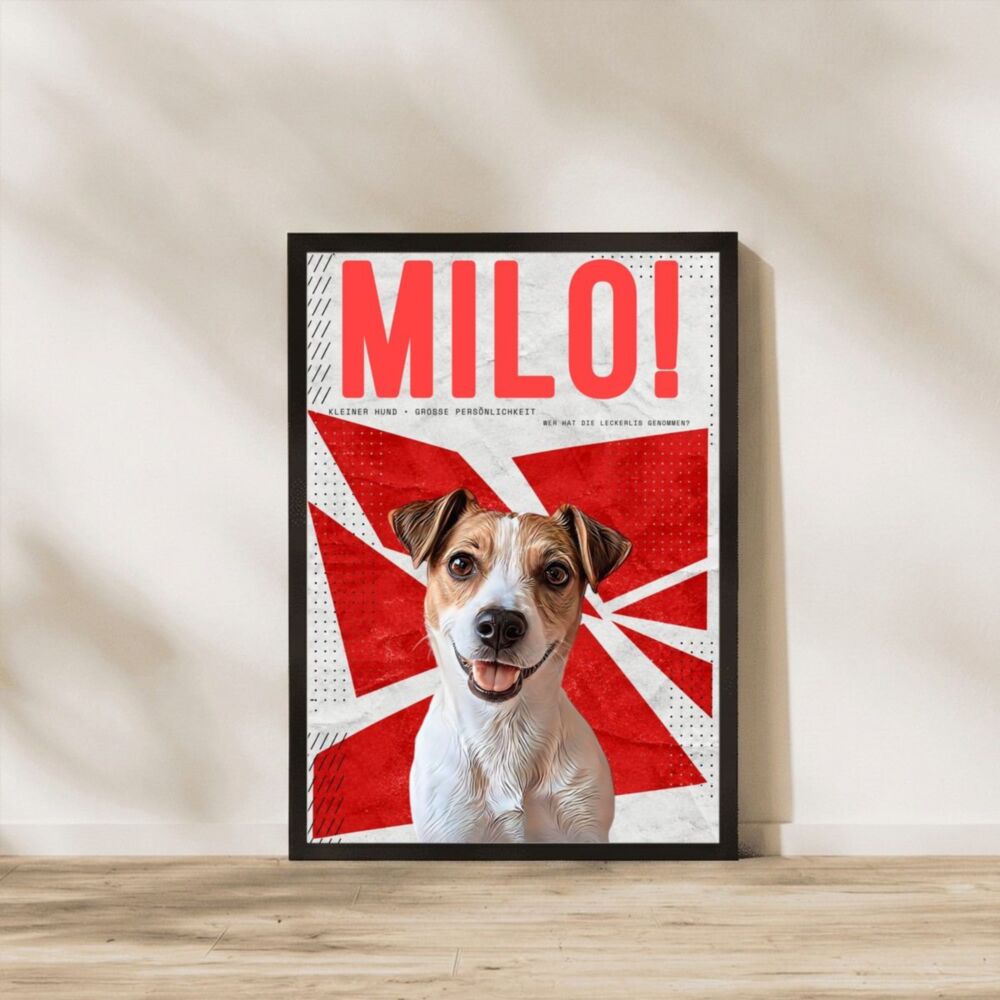 Hunde Poster personalisiert mit Foto und Namen – Retro-Halftone