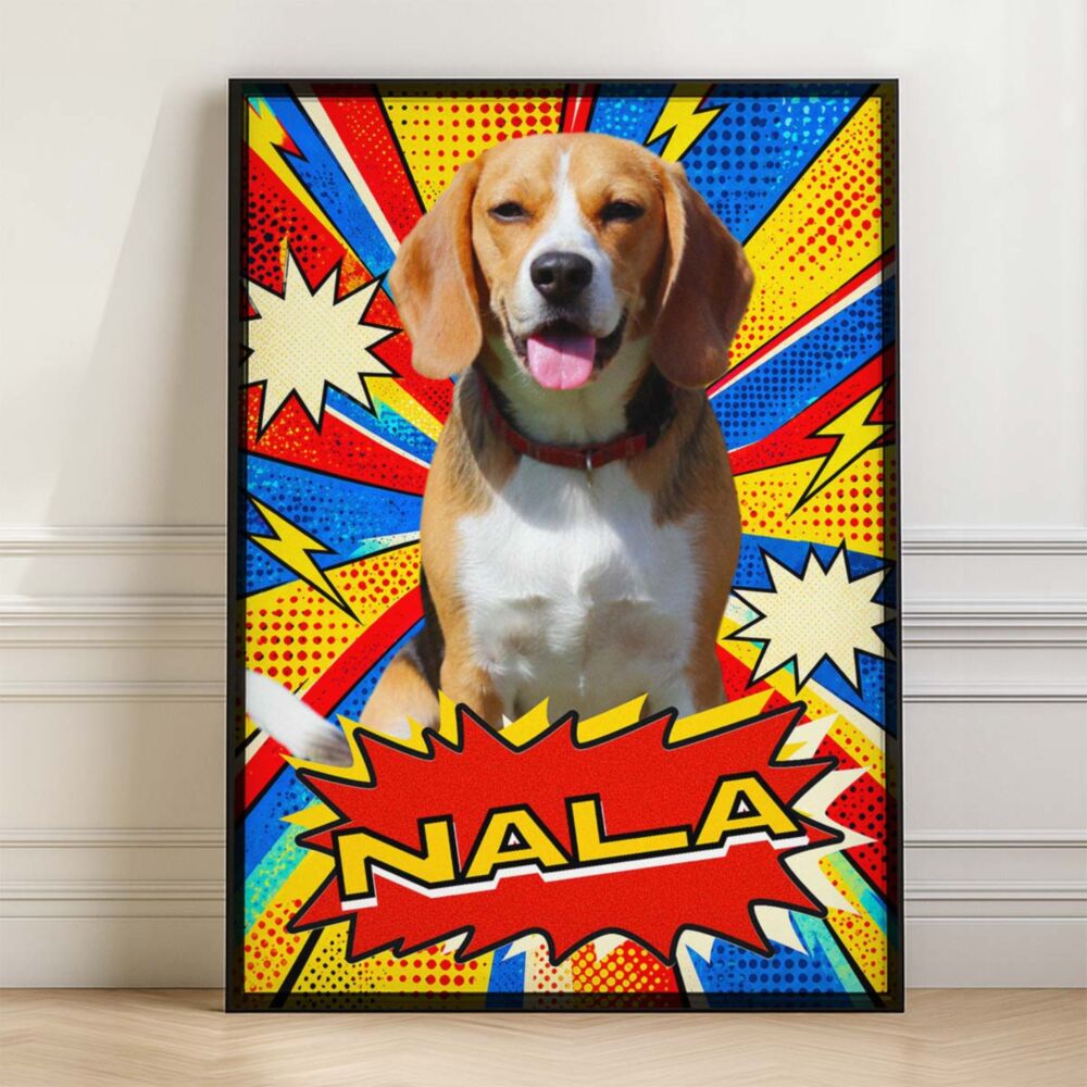 Hunde Poster personalisiert mit Foto und Namen - Pop-Art
