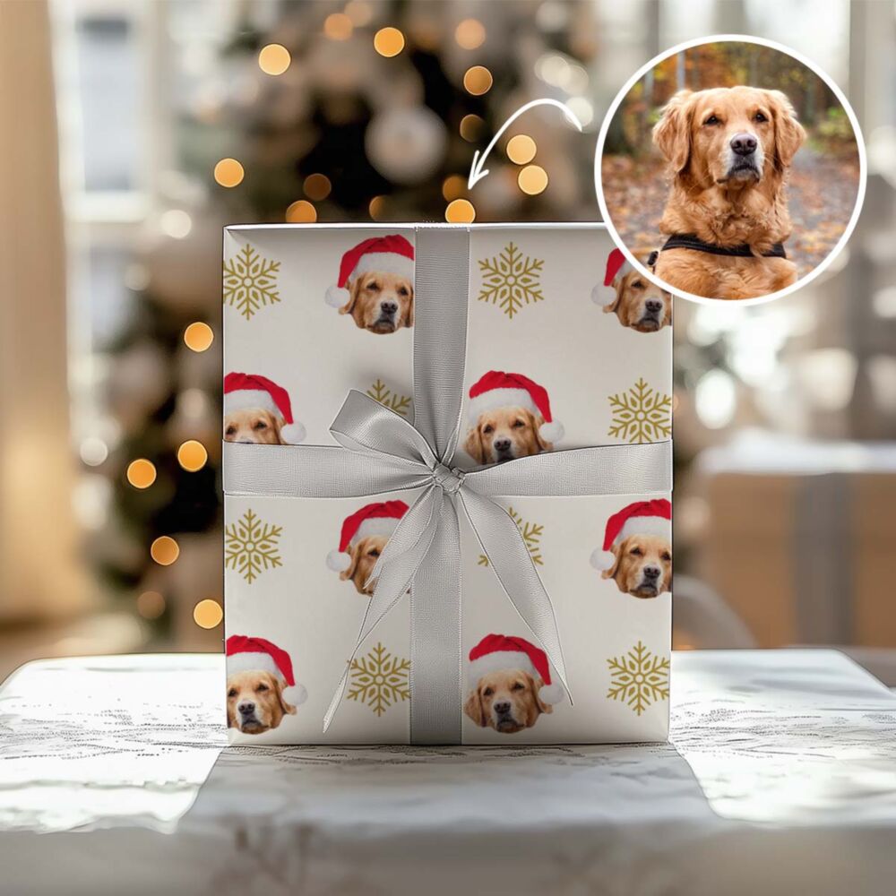 Personalisierbares Geschenkpapier zu Weihnachten mit Haustier