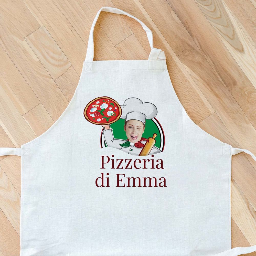 Personalisierbare Schürze Pizzeria mit Gesicht