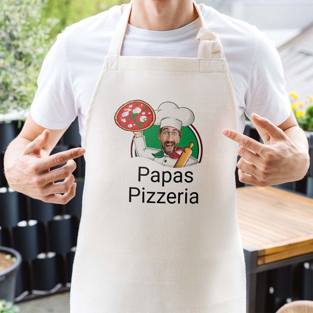Personalisierbare Schürze Pizzeria mit Gesicht
