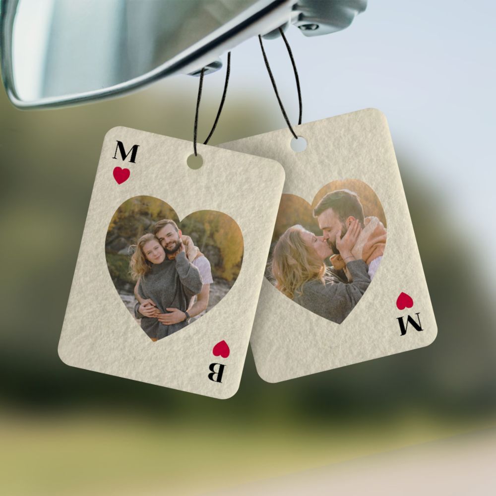 Personalisierbarer Duftbaum Herz-Karte mit Foto