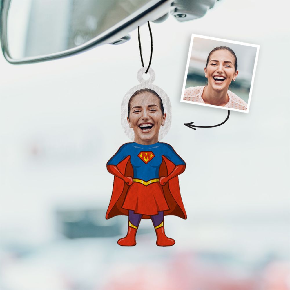 Personalisierbarer Superheldin Duftbaum 2er Set mit Gesicht