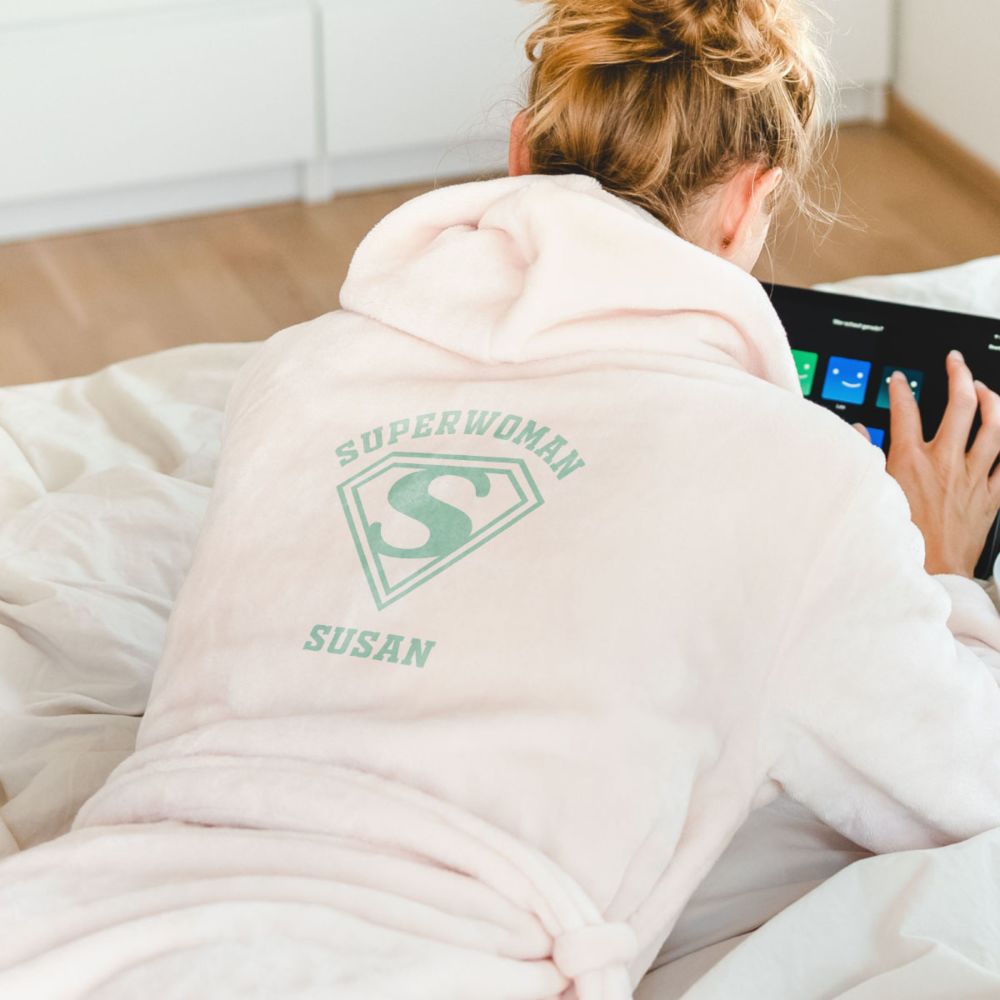 Personalisierbarer Bademantel Superheldin