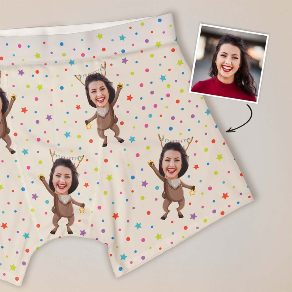 Weihnachtliche Boxershorts mit Gesicht und Hintergründen