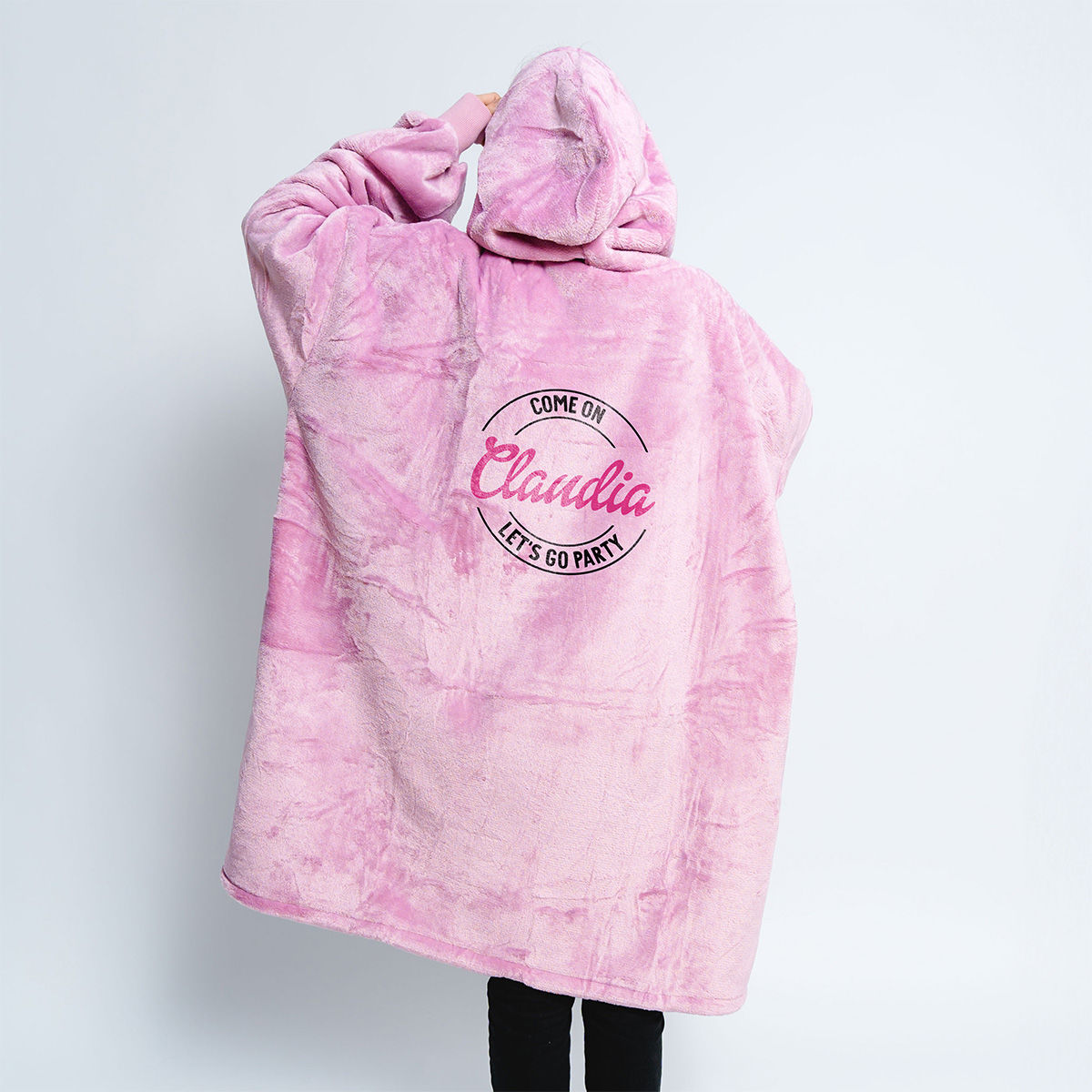 Personalisierbare Hoodie Decke Let's Go Party