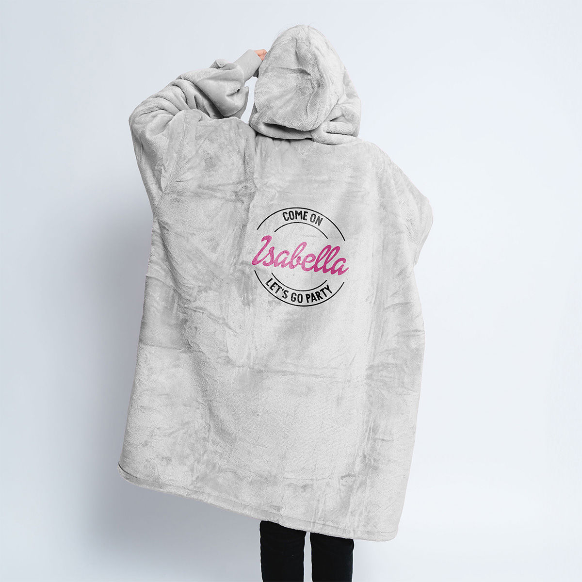 Personalisierbare Hoodie Decke Let's Go Party