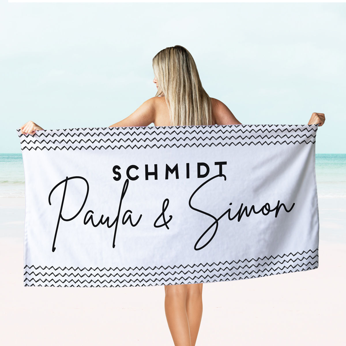 Personalisierbares Handtuch mit verschiedenen Hintergründen